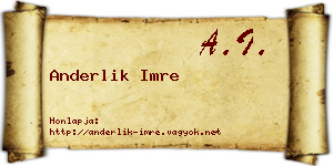 Anderlik Imre névjegykártya